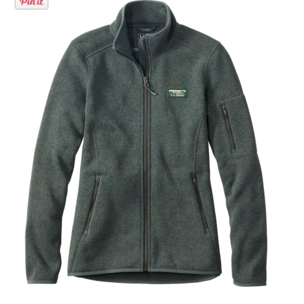 LL bean sweater fleece full zip jacket (green)